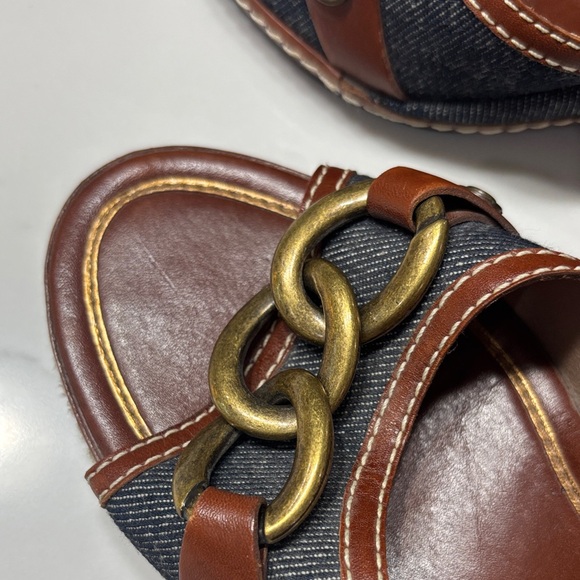 Cole Haan Women's Brown and Black Mules with Gold Accents - Picture 5 of 11